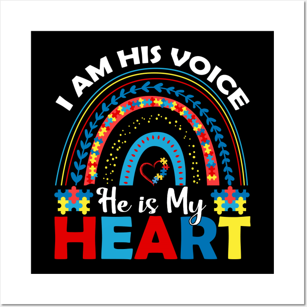 I am his voice He is my heart Autism Awareness Gift for Birthday, Mother's Day, Thanksgiving, Christmas Wall Art by skstring